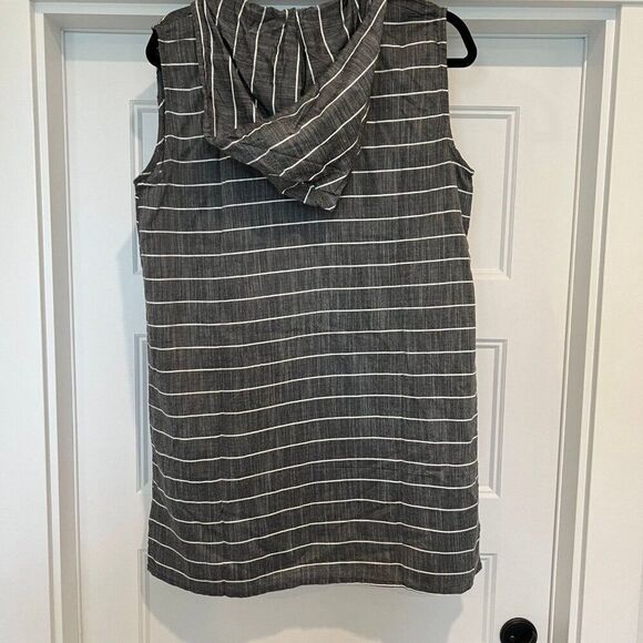 NWT Koy Resort Gray Striped Sleeveless Monterey Hooded Swim Cover-Up, Size Large - Picture 6 of 8